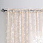 YJ YANJUN Vintage Lace Curtains 96 Inches Long-Victorian Floral Pattern Dusty Pink Sheer Curtain Panels for Living Room Bedroom,Light Filtering, Shabby Chic Girls Drapes 2 Panels 52W x 96L