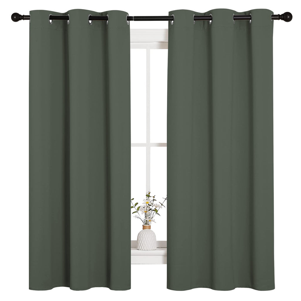 NICETOWN Blackout Curtain Panels, Home Decoration Thermal Insulated Solid Grommet Blackout Drape for Dining Room (Dark Mallard, 1 Pair, 42 by 63-Inch)