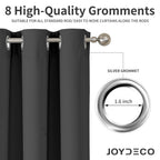 Joydeco 120 inches Long Blackout Curtains 2 Panels Set, Thermal Insulated Length Curtains & Drapes 2 Burg for Living Room Bedroom Window(Dark Grey, W52 x L120 Inch)