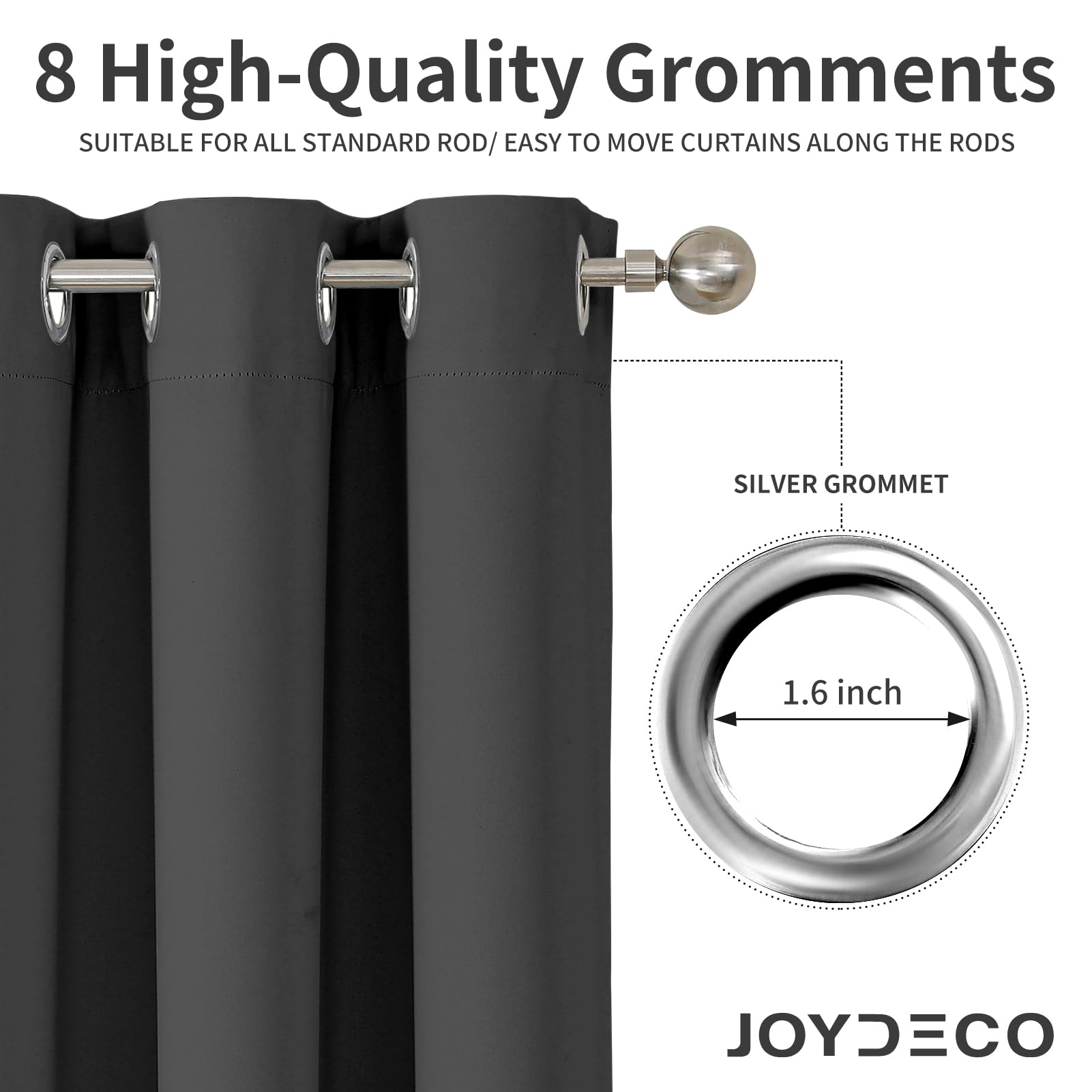 Joydeco 120 inches Long Blackout Curtains 2 Panels Set, Thermal Insulated Length Curtains & Drapes 2 Burg for Living Room Bedroom Window(Dark Grey, W52 x L120 Inch)