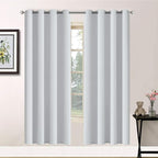 Yakamok Blackout Curtains Room Darkening Thermal Insulated Window Panels,Solid Grommet Top Drapes for Bedroom/Living Room(52Wx72L,Greyish White, 2 Panels)