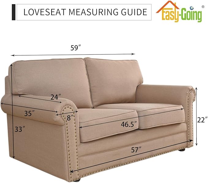 Easy-Going Reversible Loveseat Couch Cover for 2 Cushion Couch Sofa Cover for Dogs Water Resistant Furniture Protector with Foam Sticks Elastic Straps for Pet (Loveseat, Black/Black)