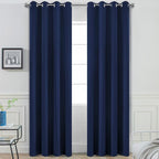 Yakamok Blackout Curtains 96 Inches Long Set of 2 Panels with Grommet Thermal Insulated Light Blocking Window Drapes for Bedroom/Living Room, Navy Blue Color, W52 x L96