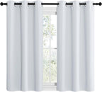 NICETOWN Room Darkening Curtain Panels for Bedroom, Easy-Care Solid Thermal Insulated Grommet Room Darkening Draperies/Drapes (Greyish White, 2 Panels, 42 by 48)