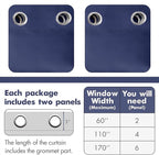MIULEE Blackout Curtains for Bedroom Living Room Thermal Insulated Room Darkening Grommet Top Solid Light Blocking Drapery Set of 2 Window Panels 52 x 72 Inches Navy Blue