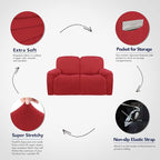 PureFit Super Stretch Loveseat Recliner Sofa Couch Cover with Pocket – 2 Seats Non Slip Soft Sofa Slipcover, Washable Reclining Furniture Protector for Kids, Pets (Recliner Loveseat, Red)