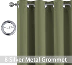 Yakamok Window Treatment Kitchen Drapes - Plain Solid Grommet Top Short Curtains for Kitchen Window(52Wx36L, Sage, 2 Panels)