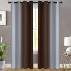 Yakamok 84 Inch Length Thermal Insulated Gradient Color Ombre Curtains with Grommet, Room Darkening Window Drapes for Bedroom (Brown and Greyish White, 52x84 Inch, Set of 2)