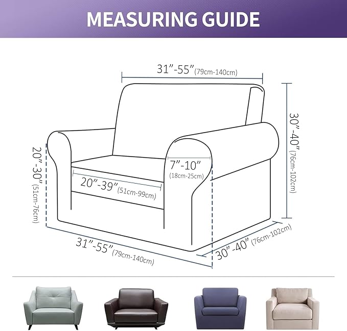 Joccun Stretch Chair Couch Cover,1-Piece Sofa Slipcover Spandex Sofa Covers with Elastic Bottom,Washable Furniture Protector for Dogs, Cats, Kids (Armchair,Fossil)