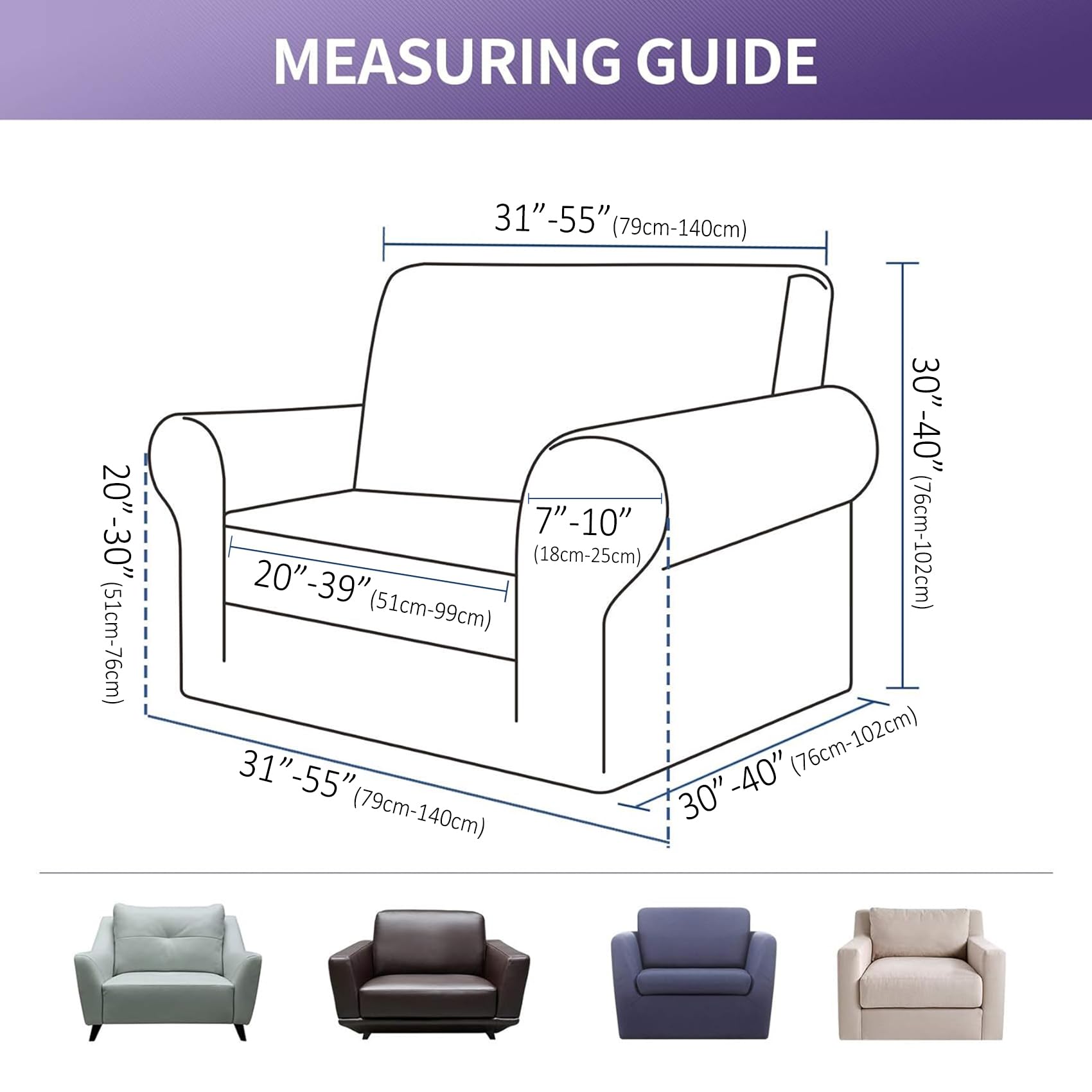Joccun Stretch Chair Couch Cover,1-Piece Sofa Slipcover Spandex Jacquard Fabric Sofa Covers with Elastic Bottom,Washable Furniture Protector for Dogs,Cats,Kids(Armchair,Charcoal)