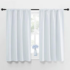NICETOWN Greyish White Window Curtain Panels - Thermal Insulated Rod Pocket Room Darkening Curtain Sets for Bedroom (Platinum - Greyish White, 2 Panels, 42 by 48)