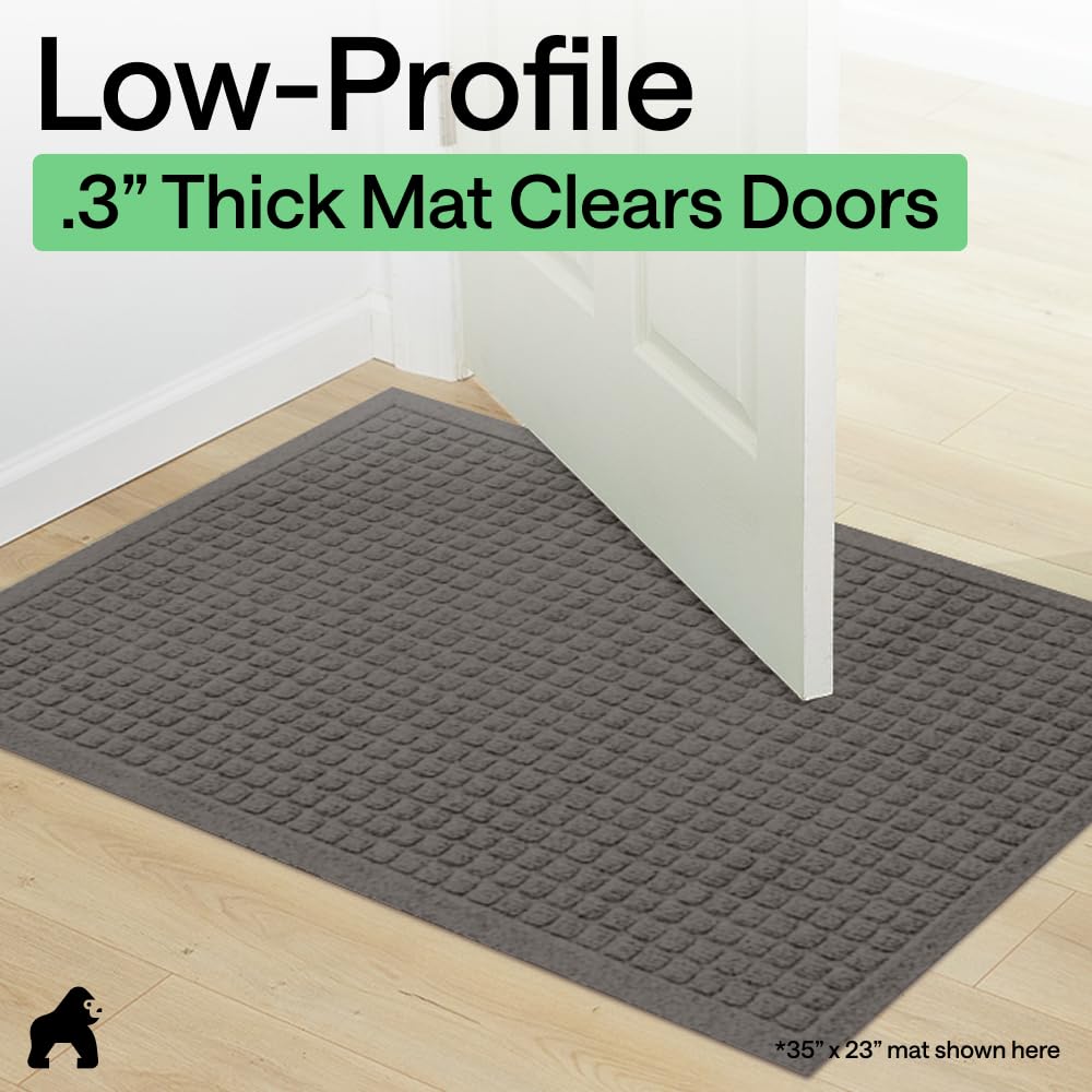 GORILLA GRIP® Ultra Absorbent Front Door Mat Outside Entrance, 72x24, Traps Dirt and Moisture, HydroABSORB Indoor Outdoor Doormat Holds 2.75 Cups Water, Stain and Fade Resistant Welcome Mat, Charcoal