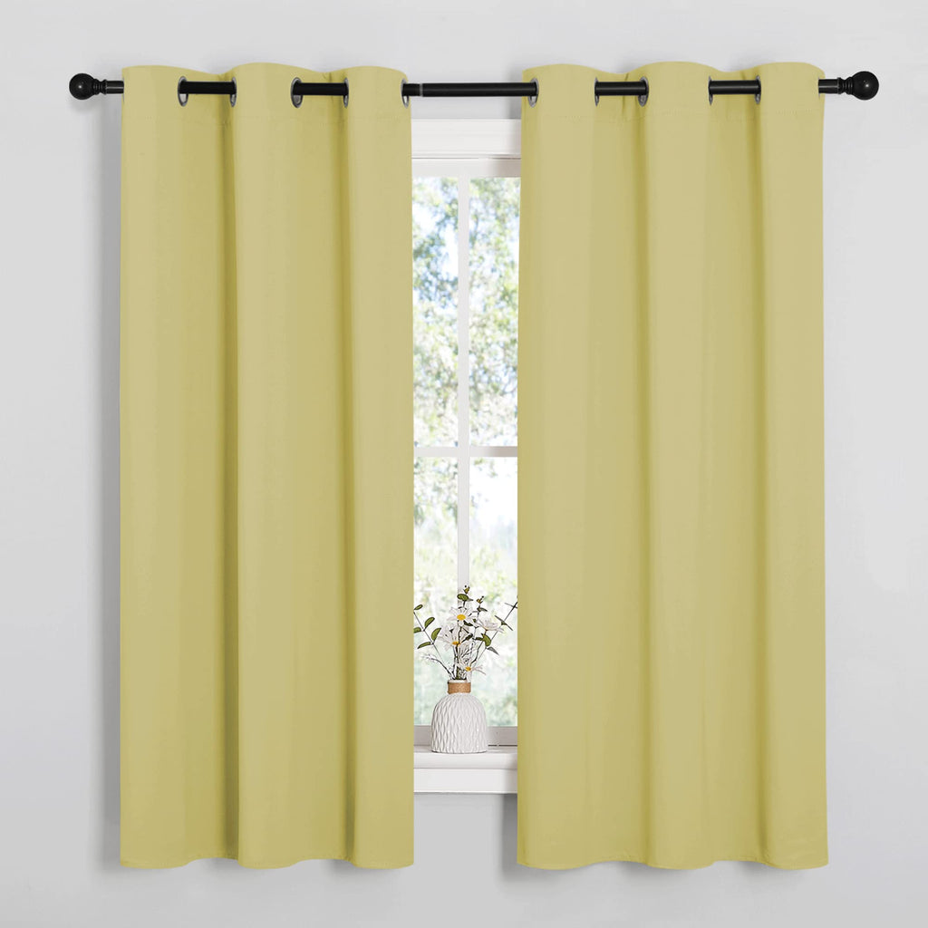 NICETOWN Bedroom Curtains Blackout Drapery Panels, Three Pass Microfiber Thermal Insulated Solid Ring Top Blackout Window Curtains/Drapes (Two Panels, 42 x 50 inches, Gray)