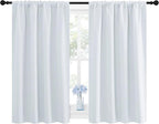 NICETOWN Greyish White Window Curtain Panels - Thermal Insulated Rod Pocket Room Darkening Curtain Sets for Bedroom (Platinum - Greyish White, 2 Panels, 42 by 48)