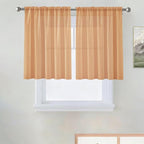 SpaceDresser Basic Rod Pocket Sheer Voile Window Curtain Panels Beige 1 Pair 2 Panels 52 Width 36 Inch Long for Kitchen Bedroom Children Living Room Yard（Beige, 52W x 36L）