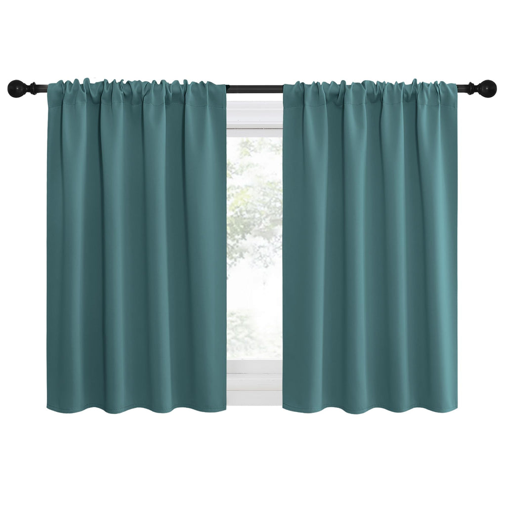 NICETOWN RV Blackout Curtains for Camper Windows, Sea Teal, 42" x 36", Set of 2, Kitchen Curtains, Short Blackout Drapes, Thermal Insulated Rod Pocket Window Treatment Draperies for Nursery