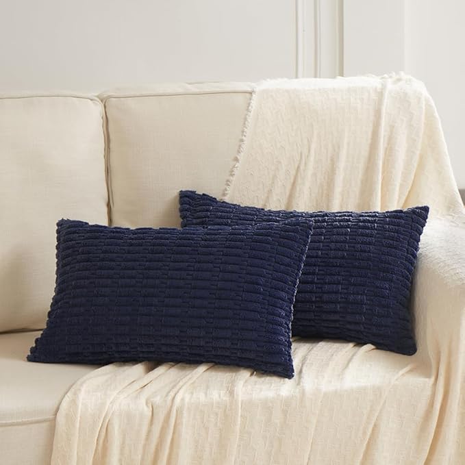 Fancy Homi 4 Packs Decorative Throw Pillow Covers for Living Room Couch Bed, Modern Farmhouse Boho Home Décor Accent Cushion Case, 24" x 16", Navy Blue