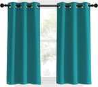 NICETOWN Room Darkening Curtains 40 inch Length 2 Panels, Peacock Teal, W34, Thermal Insulated Grommet Blackout Curtains for Modern Casual Elegant Bedroom Kids Room Theme Decoration