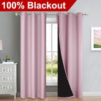 NICETOWN 100% Blackout Window Curtain Panels, Heat and Cold Blocking Drapes with Black Liner for Nursery, 84-inch Drop Thermal Insulated Draperies (Lavender Baby Pink, 2 Pieces, 42-inch Wide)