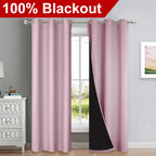 NICETOWN Blackout Curtains 80 inches Long, 2 Pieces, 42" Wide Each Panel, Lavender Pink, Full Light Blocking Drapes with Black Liner for Nursery, Thermal Insulated Draperies for Hall, Villa