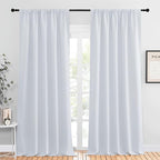 NICETOWN Greyish White Bedroom Curtain Panels - Multi-Function Noise Reducing Performance Window Treatment Thermal Insulated Room Darkening Drapes for Nursery (2 Panels, 52 in x 95 in (W x L))