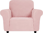ZNSAYOTX Chair Cover with Arms (30"-47"), New Striped Sofa Chair Covers for Living Room, Dogs Pet Friendly Anti-Slip Chair Protector Spandex Armchair Slipcovers (Rose, Chair)