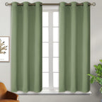 BGment Short Curtains for Small Window 54 Inch Long - Grass Green 2 Panels
