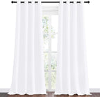 NICETOWN White Curtains for Sliding Door - 55 by 96, 2 Pieces, Blocking Out 50% Sunlight Window Treatment Modern Design Grommet Curtain Panels for Dining Room