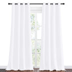 NICETOWN White Curtains for Sliding Door - 55 by 96, 2 Pieces, Blocking Out 50% Sunlight Window Treatment Modern Design Grommet Curtain Panels for Dining Room