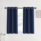 NICETOWN Blackout Curtains & Drapes for Kitchen, Navy, 1 Pair, 34 x 40 Inch, Thermal Insulated Solid Grommet Top Blackout Panels/Draperies for Bedroom/Living Room