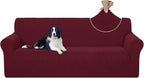U-NICE HOME Stretch Couch Cover Sofa Cover Washable Sofa Slipcover Furniture Protector for 3 Cushion Couch Sofa Pet Friendly(Sofa, Burgundy)