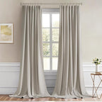 MIULEE Natural Back Tab Blackout Curtains 102 Inch Long 2 Panels Set for Bedroom, Rod Pocket/Pinch Pleated Thermal Insulated Living Room Darkening Light Blocking Floor to Ceiling Drapes