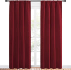 NICETOWN Christmas Burgundy Curtains Blackout Drapes - Home Decorations Thermal Insulated Solid Blackout Living Room Curtains/Draperies for Present (1 Set, 42 x 84 inches, Red)