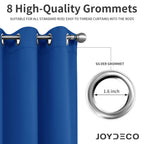 Joydeco Blackout Curtains 108 Inches Long 1 Panel, Thermal Insulated Long Curtains& Drapes 1 Piece, Room Darkening Grommet Drapes for Living Room Bedroom Window (W70 x L108 Inch, Royal Blue)