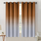 SimpleHome Ombre Room Darkening Curtains for Living Room, Light Blocking Burnt Orange to Grey White Thick Thermal Insulated Grommet Window Curtains Drapes for Bedroom, 2 Panels, 52x63 inches Length