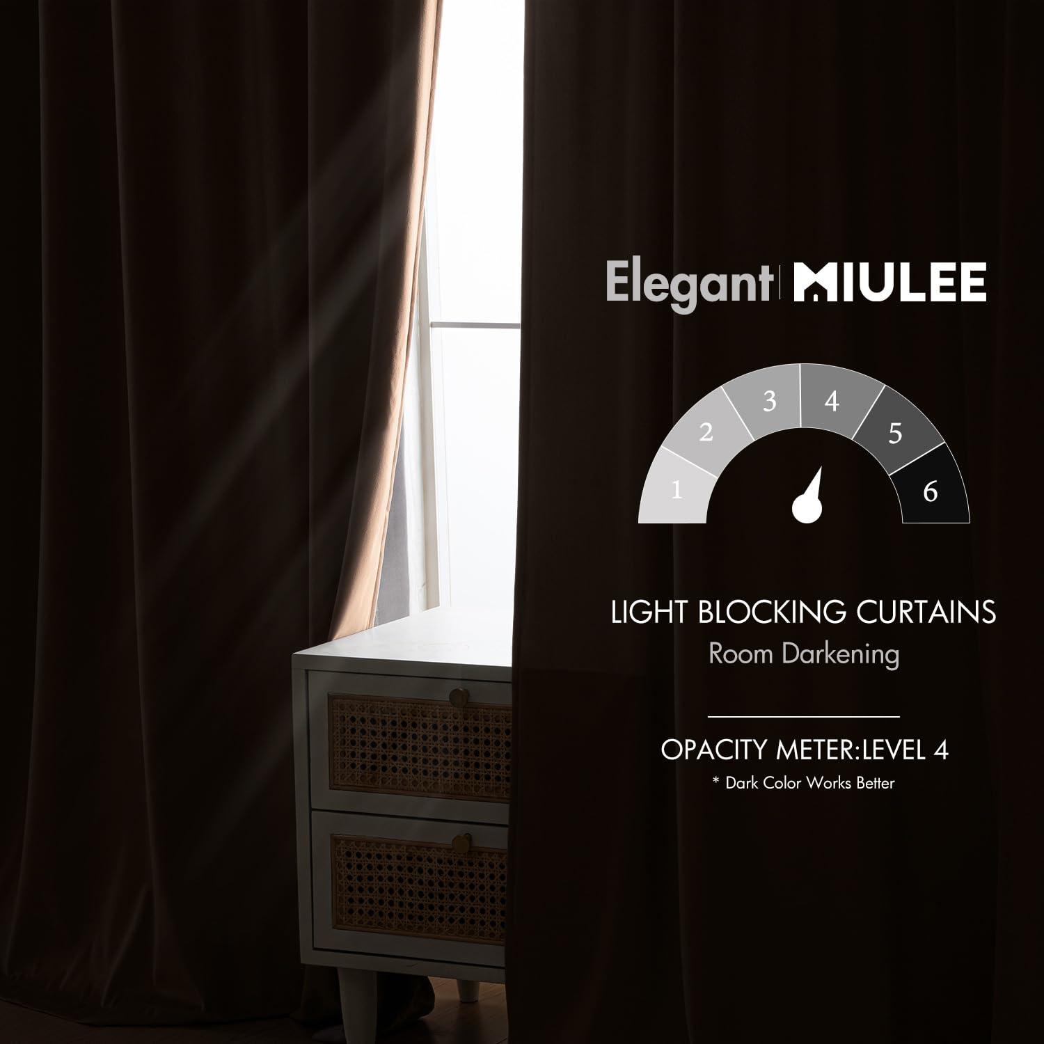 MIULEE Blush Beige Velvet Curtains 52x90 inches Luxury Blackout Curtains