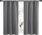 NICETOWN Grey Window Curtains for Bedroom - Home Decoration Thermal Insulated Rod Pocket Blackout Blinds & Drapes for Small Windows (Gray, 2 Panels, W34 x L45 -Inch)