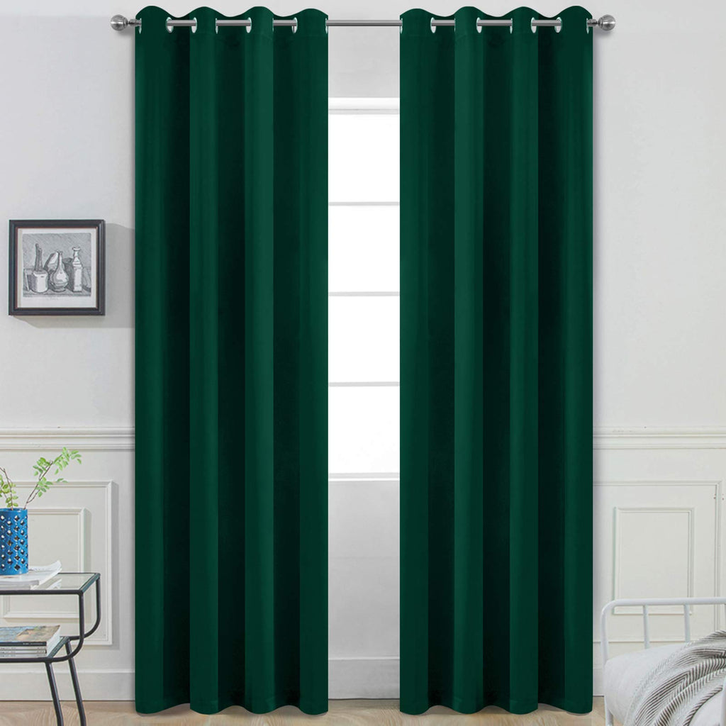 Yakamok Room Darkening Curtains 52x96 inch Length Dark Green-Living Room