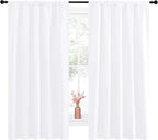 NICETOWN Bedroom Window Curtain Panels - Window Treatment Rod Pocket Drapes for Nursery (White, 2 Panels, 52" by 63")