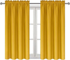 DWCN Yellow Room Darkening Blackout Curtains - Thermal Insulated Privacy Energy Saving Window Curtain Drapes 52 x 45 inch Length, Set of 2 Bedroom Living Room Curtains