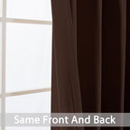 Yakamok Room Darkening Curtains 52x72 inch Long Chocolate Brown-Living Room