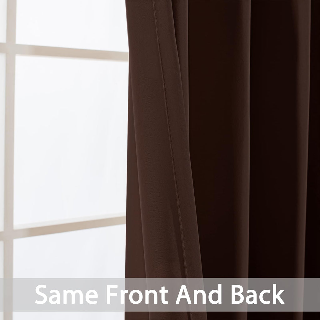 Yakamok Room Darkening Curtains 62x72 inch Long Chocolate Brown-Living Room