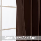 Yakamok Blackout Curtains 38x63 inch Chocolate Brown Thermal Drapes-Bedroom