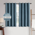 MIULEE 100% Blackout Linen Curtains for Bedroom 52x45 Inches Dusty Blue