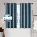 MIULEE 100% Blackout Linen Curtains for Bedroom 52x45 Inches Dusty Blue