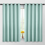 Yakamok Blackout Curtains Room Darkening Thermal Insulated Window Panels,Solid Grommet Top Drapes for Bedroom/Living Room(62Wx63L, Aqua, 2 Panels)