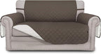 Easy-Going Reversible Loveseat Couch Cover for 2 Cushion Couch Sofa Cover for Dogs Water Resistant Furniture Protector with Foam Sticks Elastic Straps for Pet (Loveseat, Taupe/Ivory)