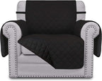 Easy-Going Chair Sofa Slipcover Reversible Sofa Cover Water Resistant Couch Cover Furniture Protector Cover with Elastic Straps for Pets Kids Children Dog Cat (Chair, Black/Black)