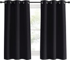 NICETOWN Living Room Blackout Curtains and Drapes, 2 Panels, 42 inches Wide by 60 inches Long, Black Solid Thermal Insulated Grommet Blackout Drapery Panels for Window