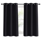 NICETOWN Living Room Blackout Curtains and Drapes, 2 Panels, 42 inches Wide by 60 inches Long, Black Solid Thermal Insulated Grommet Blackout Drapery Panels for Window